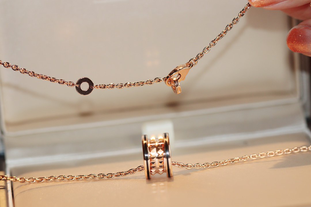 [Luxe Jewelry]ZERO 1 ROCK PEDANT PINK GOLD BLACK NECKLACE