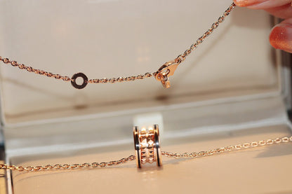 [Luxe Jewelry]ZERO 1 ROCK PEDANT PINK GOLD BLACK NECKLACE