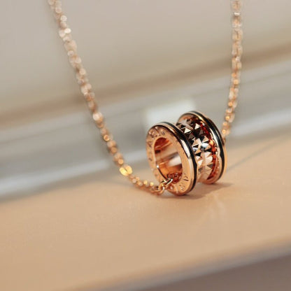 [Luxe Jewelry]ZERO 1 ROCK PEDANT PINK GOLD BLACK NECKLACE
