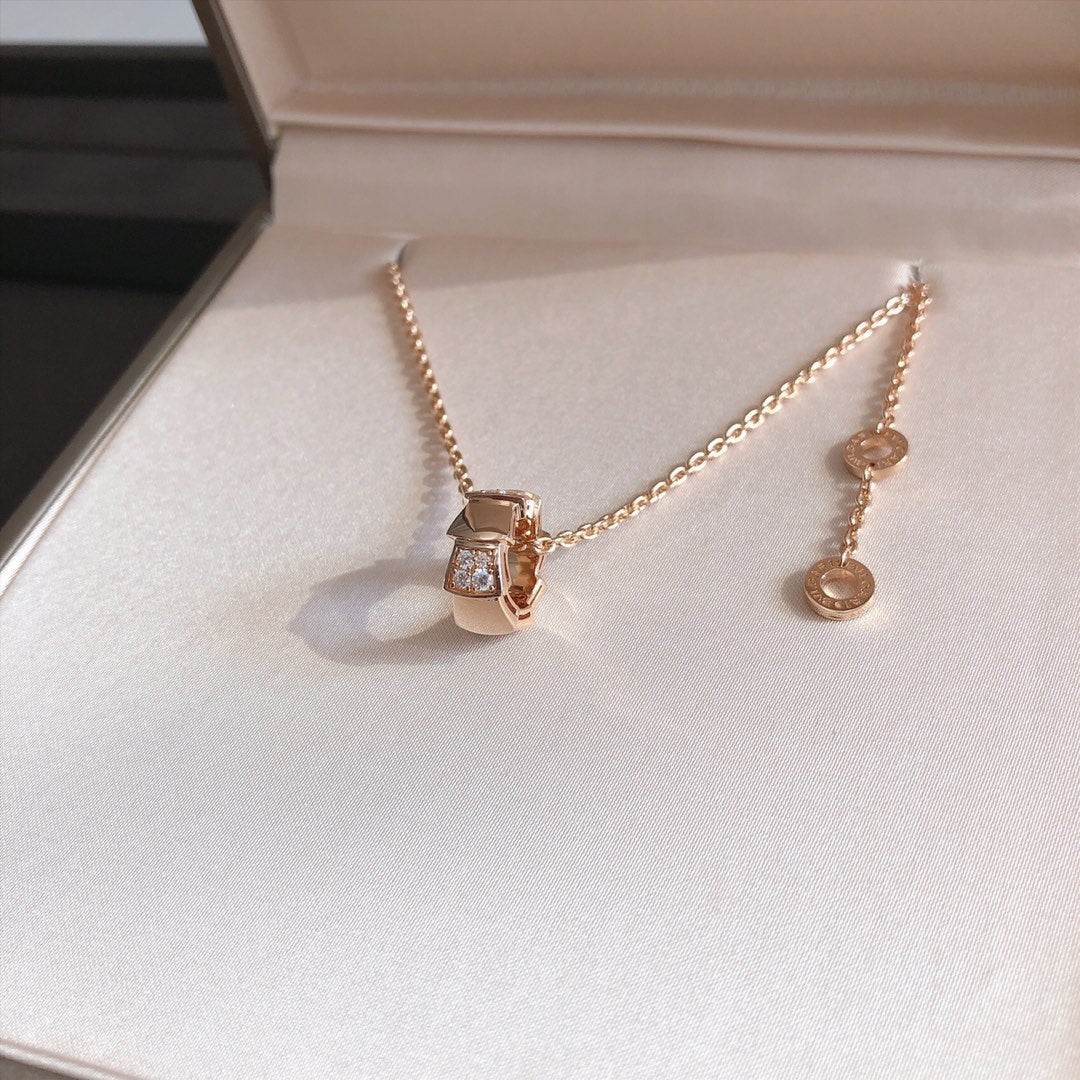 [Luxe Jewelry]SERPENTI PEDANT DIAMOND PINK GOLD NECKLACE