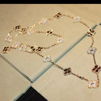 [Luxe Jewelry]CLOVER 20 MOTIFS LASER DIAMOND NECKLACE