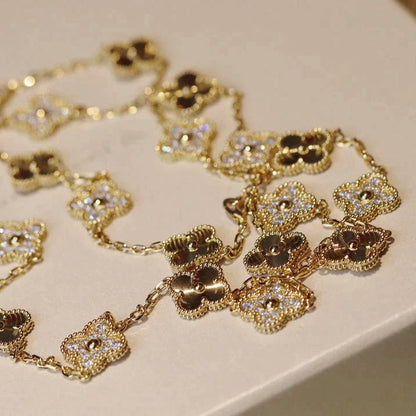 [Luxe Jewelry]CLOVER 20 MOTIFS LASER DIAMOND NECKLACE