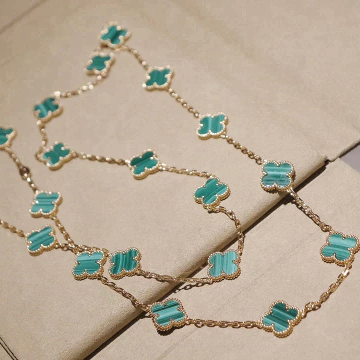 [Luxe Jewelry]CLOVER 20 MOTIFS MALACHITE GOLD