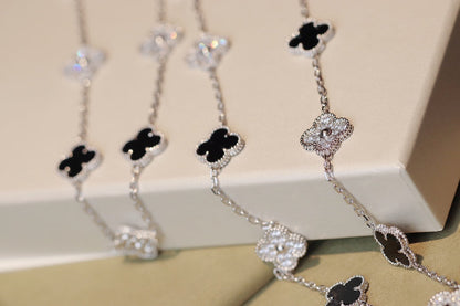 [Luxe Jewelry]CLOVER 20 MOTIFS ONYX DIAMOND SILVER