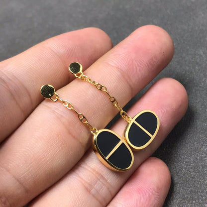 [Luxe Jewelry]CHAINE VERSO BLACK CERAMIC SILVER EARRINGS