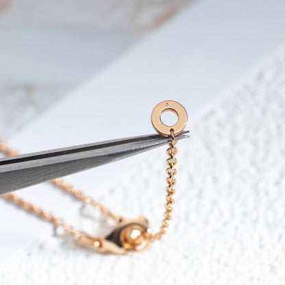[Luxe Jewelry]ZERO 1 WHITE CERAMIC PINK GOLD DIAMOND NECKLACE