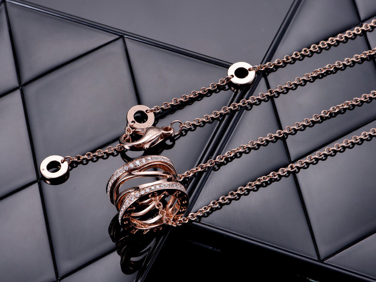 [Luxe Jewelry]ZERO 1 PINK GOLD DIAMOND OPEN NECKLACE