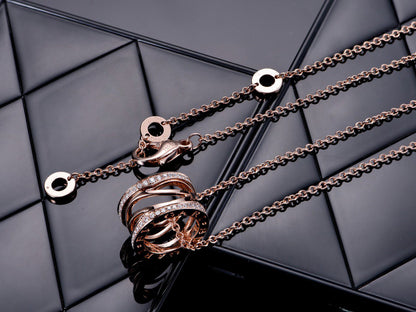 [Luxe Jewelry]ZERO 1 PINK GOLD DIAMOND OPEN NECKLACE