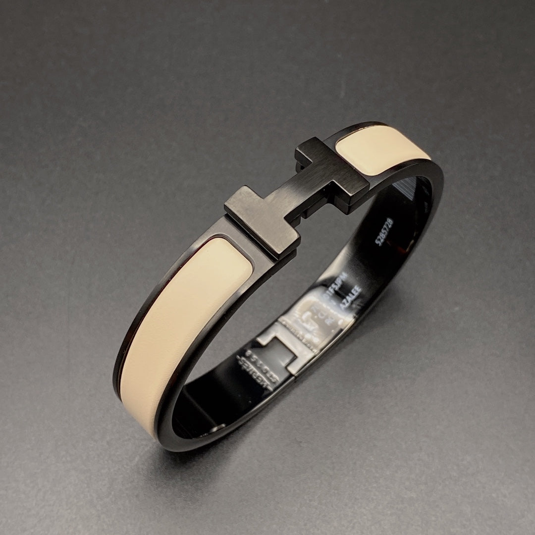 [Luxe Jewelry]H BRACELET 12MM BLACK BEIGE CERAMIC