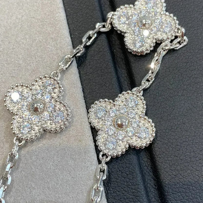 [Luxe Jewelry]CLOVER 5 MOTIFS  DIAMOND BRACELET SILVER