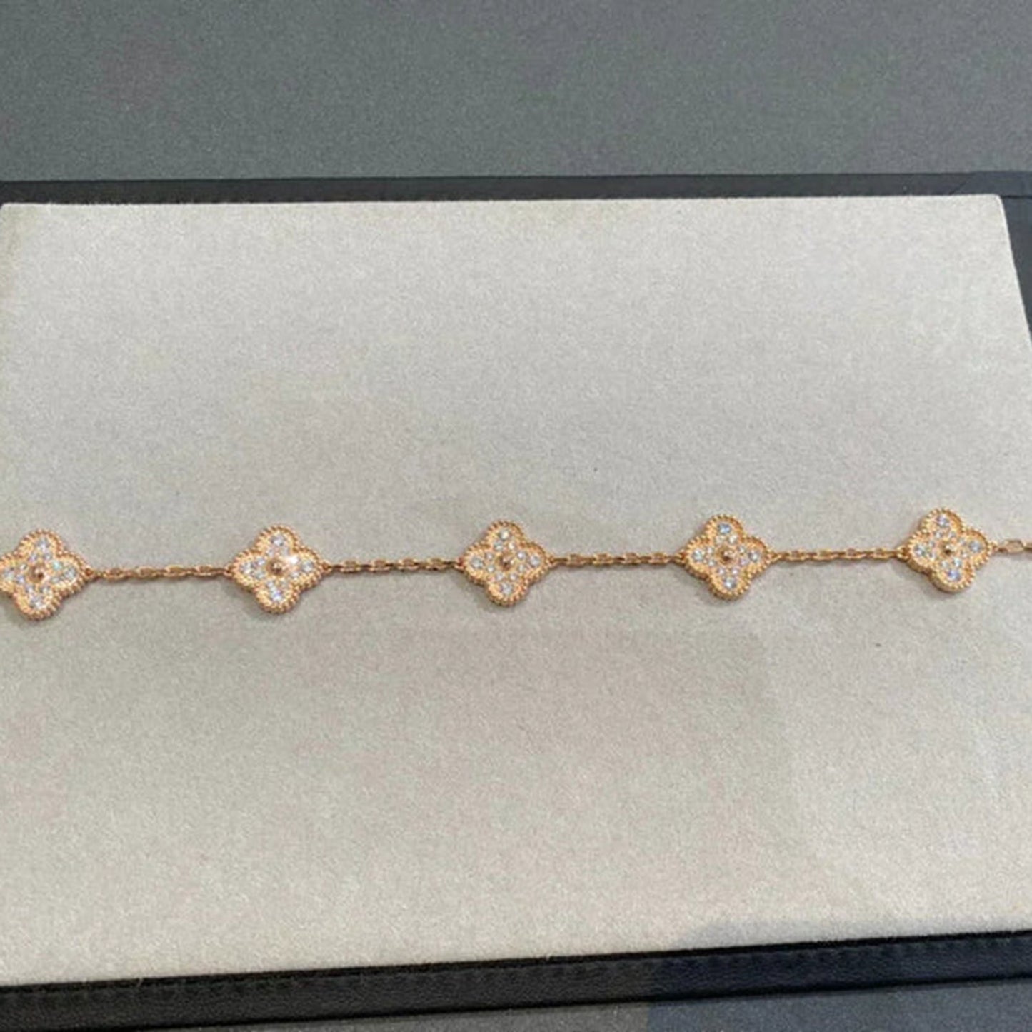 [Luxe Jewelry]CLOVER 5 MOTIFS  FULL DIAMOND BRACELET