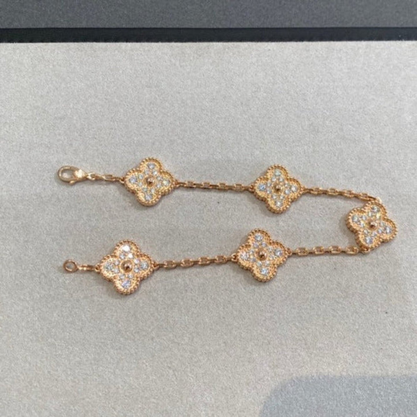 [Luxe Jewelry]CLOVER 5 MOTIFS  FULL DIAMOND BRACELET