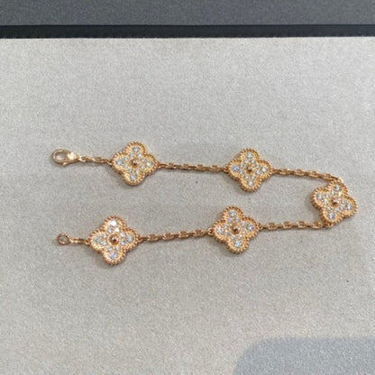 [Luxe Jewelry]CLOVER 5 MOTIFS  FULL DIAMOND BRACELET