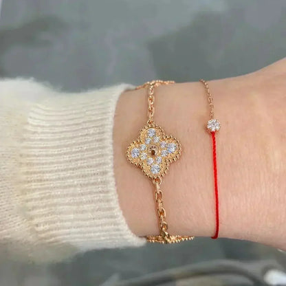 [Luxe Jewelry]CLOVER 5 MOTIFS  FULL DIAMOND BRACELET
