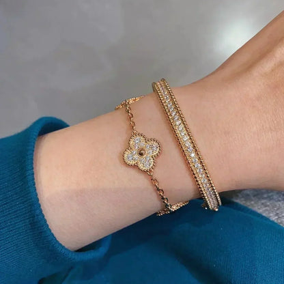 [Luxe Jewelry]CLOVER 5 MOTIFS  FULL DIAMOND BRACELET