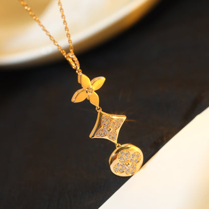 [Luxe Jewelry]STAR AND SUN DIAMOND PINK GOLD NECKLACE