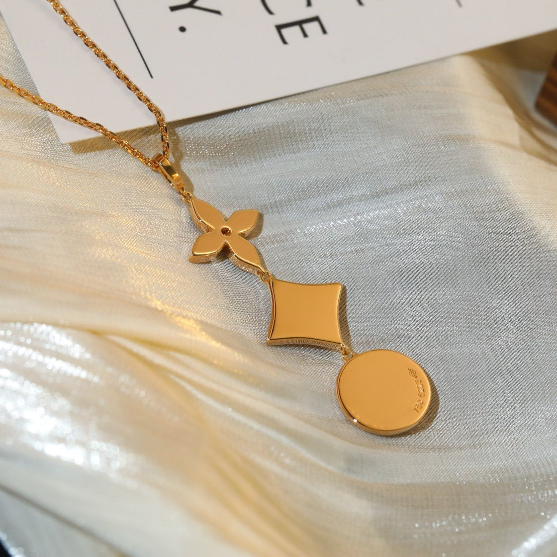 [Luxe Jewelry]STAR AND SUN DIAMOND PINK GOLD NECKLACE