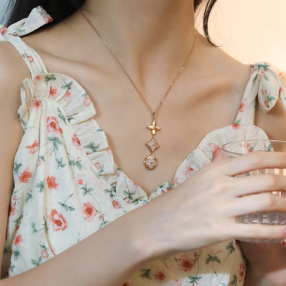[Luxe Jewelry]STAR AND SUN DIAMOND PINK GOLD NECKLACE