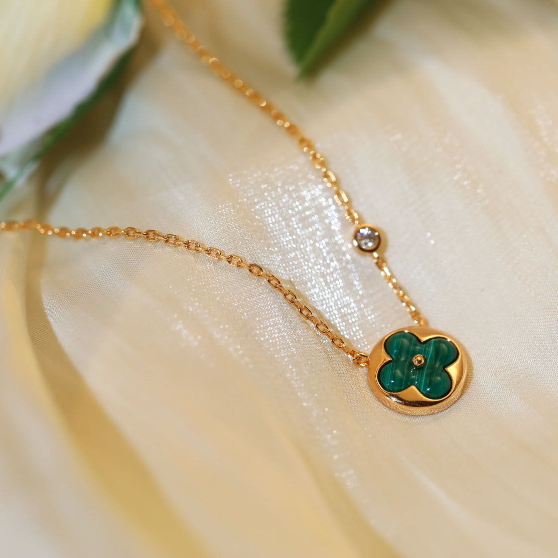 [Luxe Jewelry]SUN PEDANT PINK GOLD 1 DIAMOND NECKLACE
