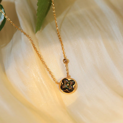 [Luxe Jewelry]SUN PEDANT PINK GOLD 1 DIAMOND NECKLACE