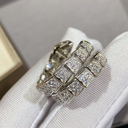 [Luxe Jewelry]SERPENTI DOUBLE RING SILVER DIAMOND PAVED