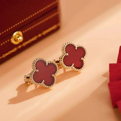 [Luxe Jewelry]CLOVER MEDIUM 1 MOTIFS CARNELIAN  EARRINGS