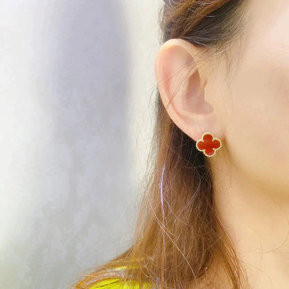 [Luxe Jewelry]CLOVER MEDIUM 1 MOTIFS CARNELIAN  EARRINGS