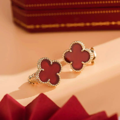 [Luxe Jewelry]CLOVER MEDIUM 1 MOTIFS CARNELIAN  EARRINGS