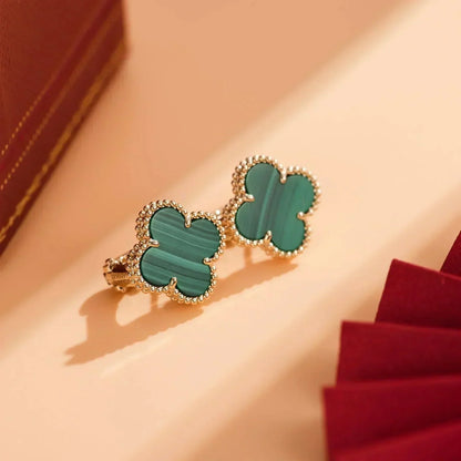 [Luxe Jewelry]CLOVER MEDIUM 1 MOTIFS MALACHITE  EARRINGS