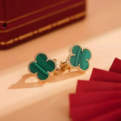 [Luxe Jewelry]CLOVER MEDIUM 1 MOTIFS MALACHITE  EARRINGS