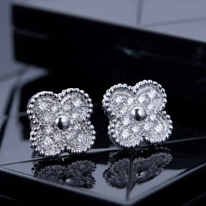 [Luxe Jewelry]CLOVER 1 MOTIFS DIAMOND STUD EARRINGS SILVER