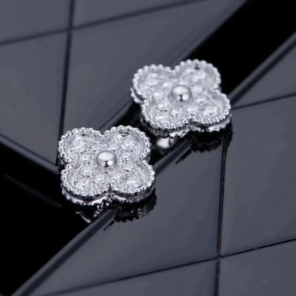 [Luxe Jewelry]CLOVER 1 MOTIFS DIAMOND STUD EARRINGS SILVER