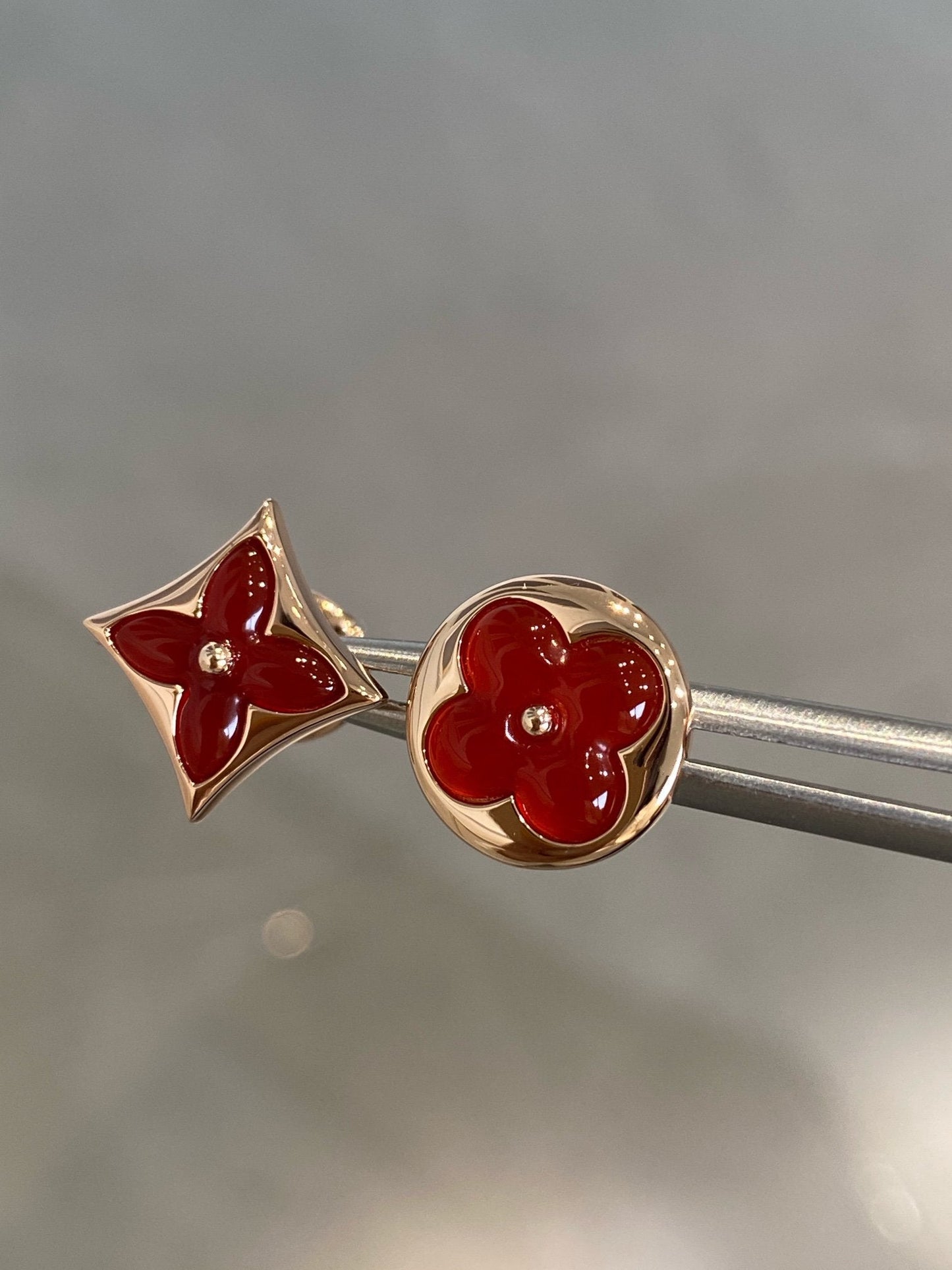 [Luxe Jewelry]STAR AND SUN PINK GOLD CARNELIAN STUD EARRINGS