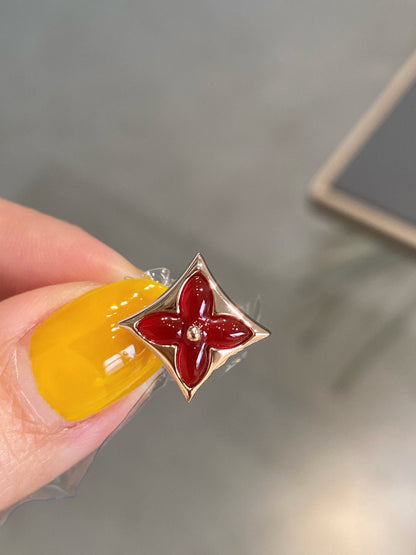[Luxe Jewelry]STAR AND SUN PINK GOLD CARNELIAN STUD EARRINGS