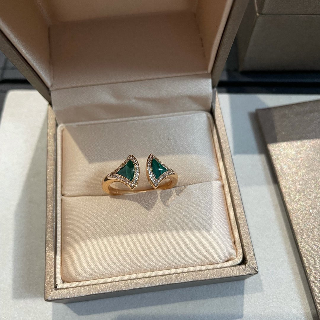 [Luxe Jewelry]DREAM MALACHITE DIAMOND OPEN RING