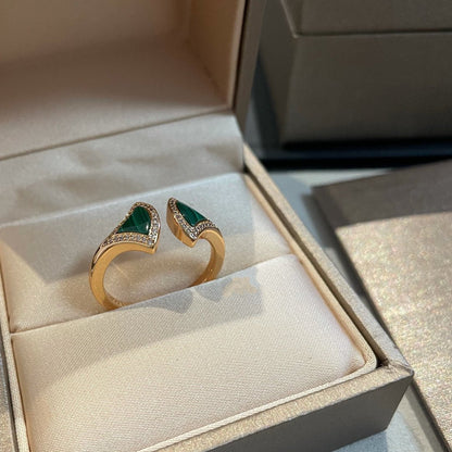 [Luxe Jewelry]DREAM MALACHITE DIAMOND OPEN RING