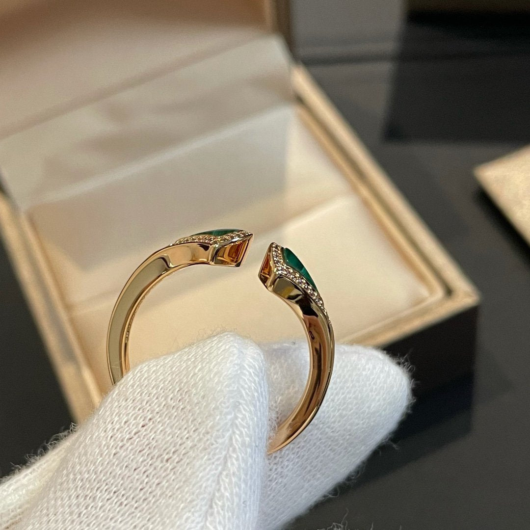 [Luxe Jewelry]DREAM MALACHITE DIAMOND OPEN RING