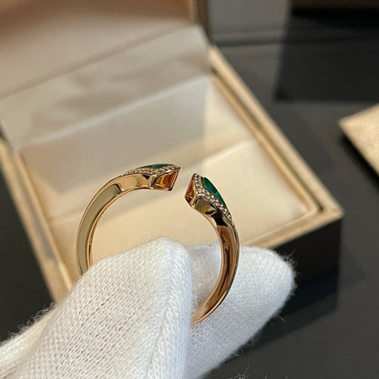 [Luxe Jewelry]DREAM MALACHITE DIAMOND OPEN RING
