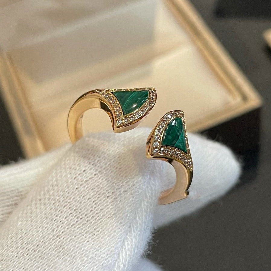 [Luxe Jewelry]DREAM MALACHITE DIAMOND OPEN RING