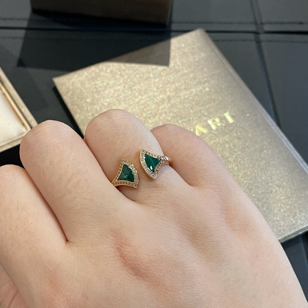 [Luxe Jewelry]DREAM MALACHITE DIAMOND OPEN RING