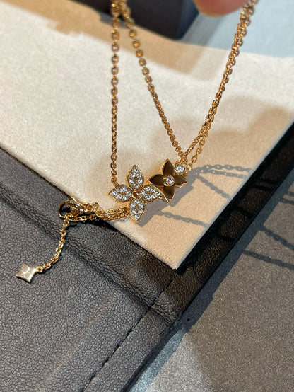 [Luxe Jewelry]STAR BLOSSOM NECKLACE PINK GOLD DIAMONDS