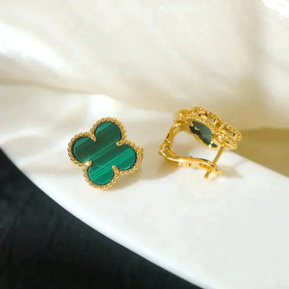 [Luxe Jewelry]CLOVER MEDIUM 1 MOTIFS MALACHITE  EARRINGS