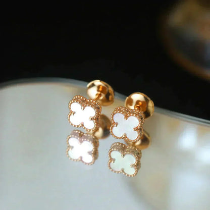 [Luxe Jewelry]CLOVER MINI 9.5MM WHITE MOP EARRINGS