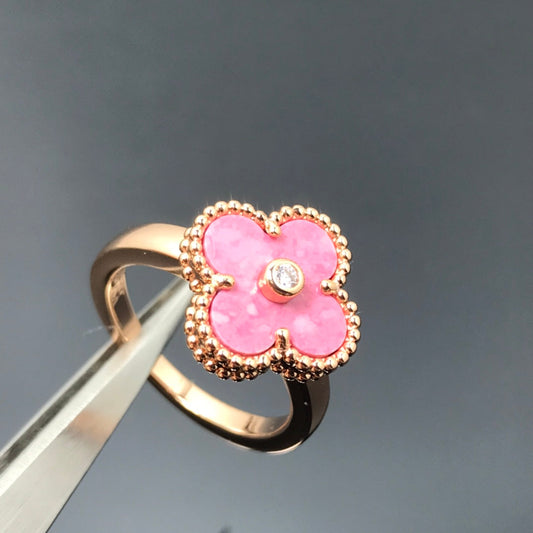 [Luxe Jewelry]CLOVER RHODONITE ROSE GOLD RING