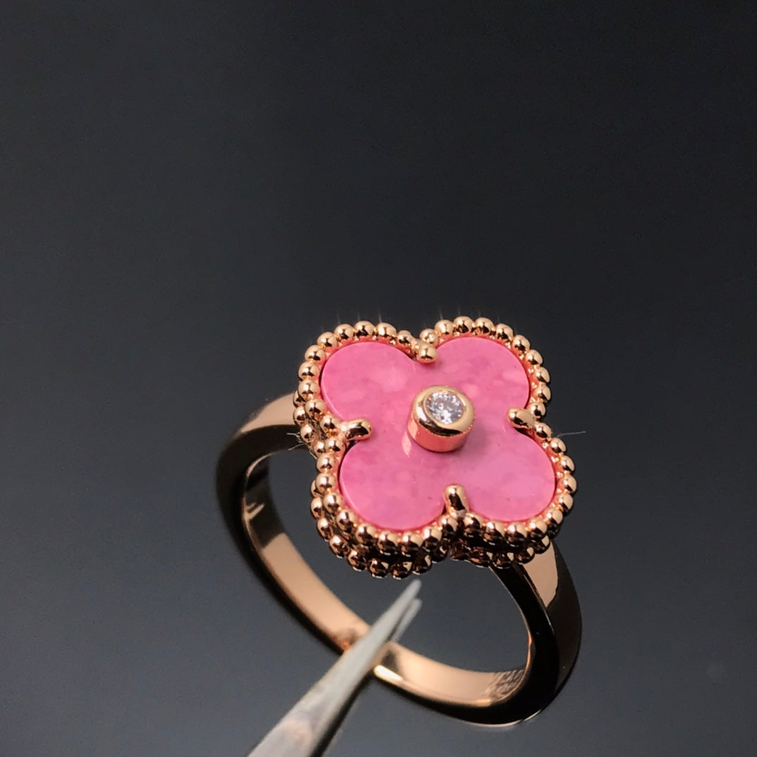 [Luxe Jewelry]CLOVER RHODONITE ROSE GOLD RING