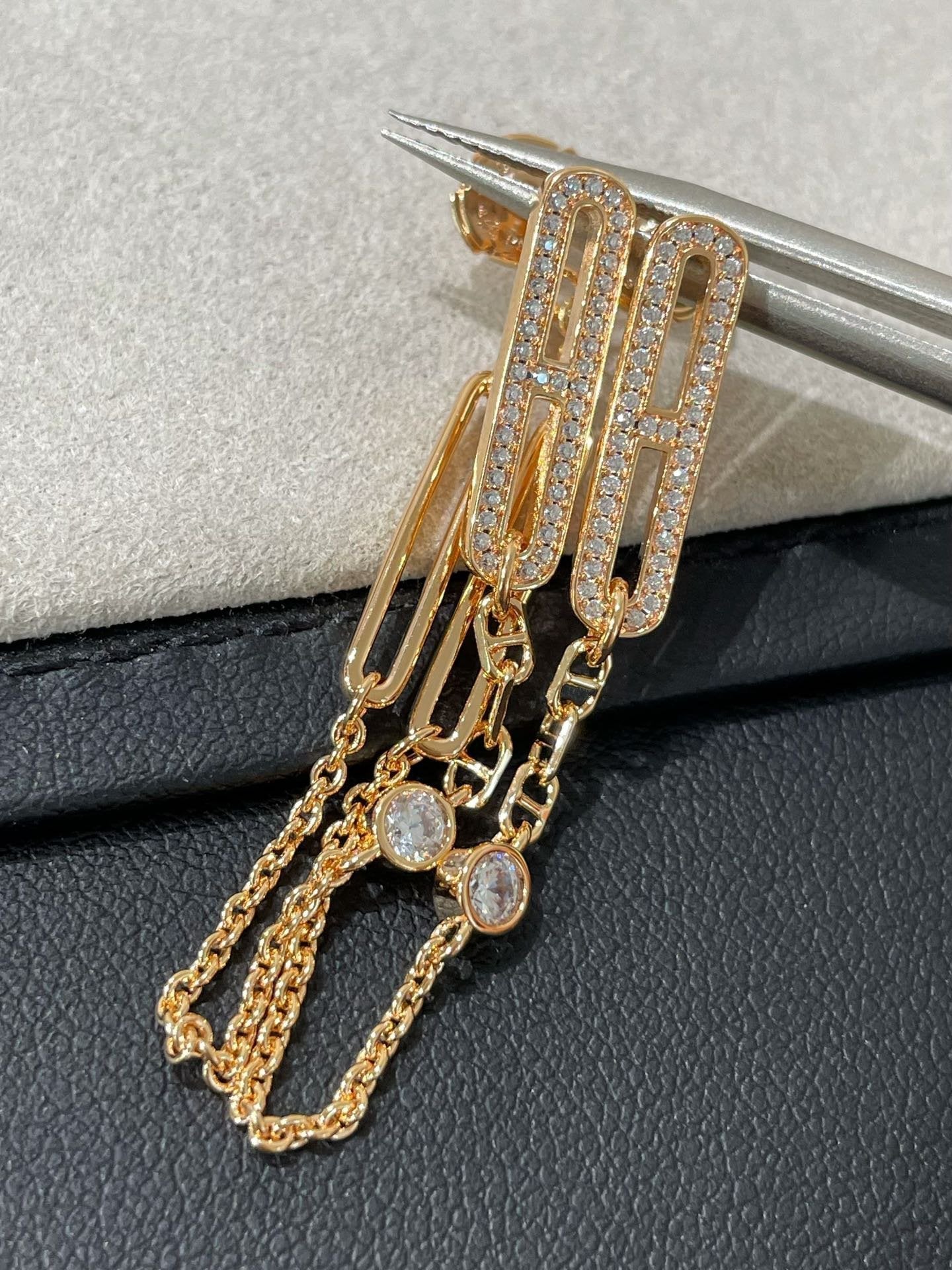 [Luxe Jewelry]CHAINE CHAOS DIAMOND DROP EARRINGS