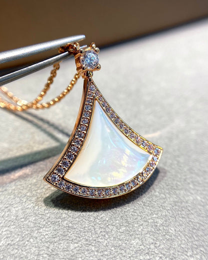 [Luxe Jewelry]DREAM MOP DIAMOND PAVED PINK GOLD NECKLACE