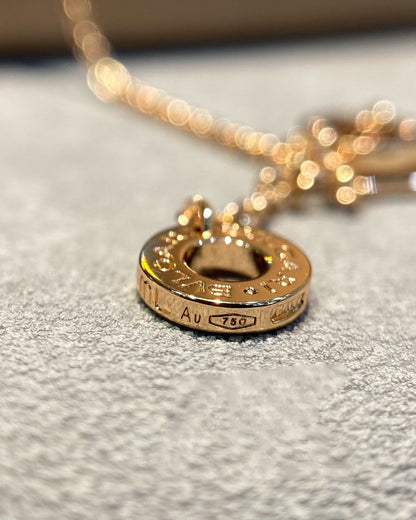 [Luxe Jewelry]DREAM MOP DIAMOND PAVED PINK GOLD NECKLACE