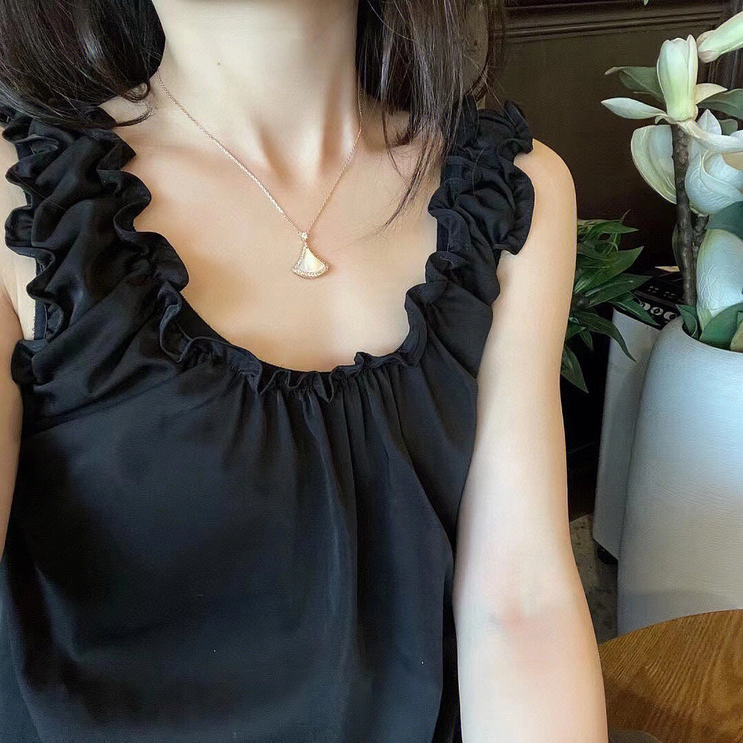 [Luxe Jewelry]DREAM MOP DIAMOND PAVED PINK GOLD NECKLACE