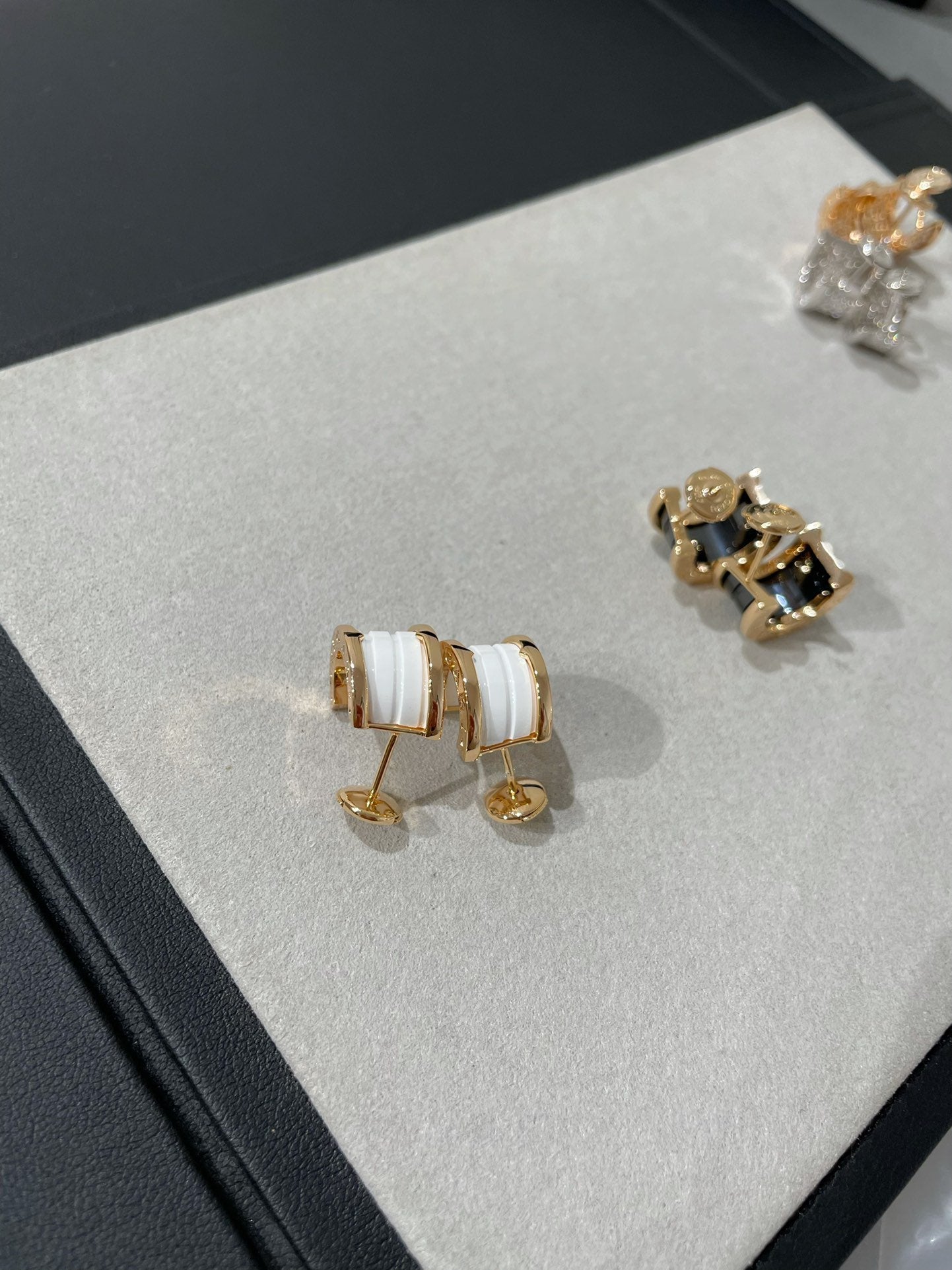 [Luxe Jewelry]ZERO 1 PINK GOLD CERAMIC EARRINGS